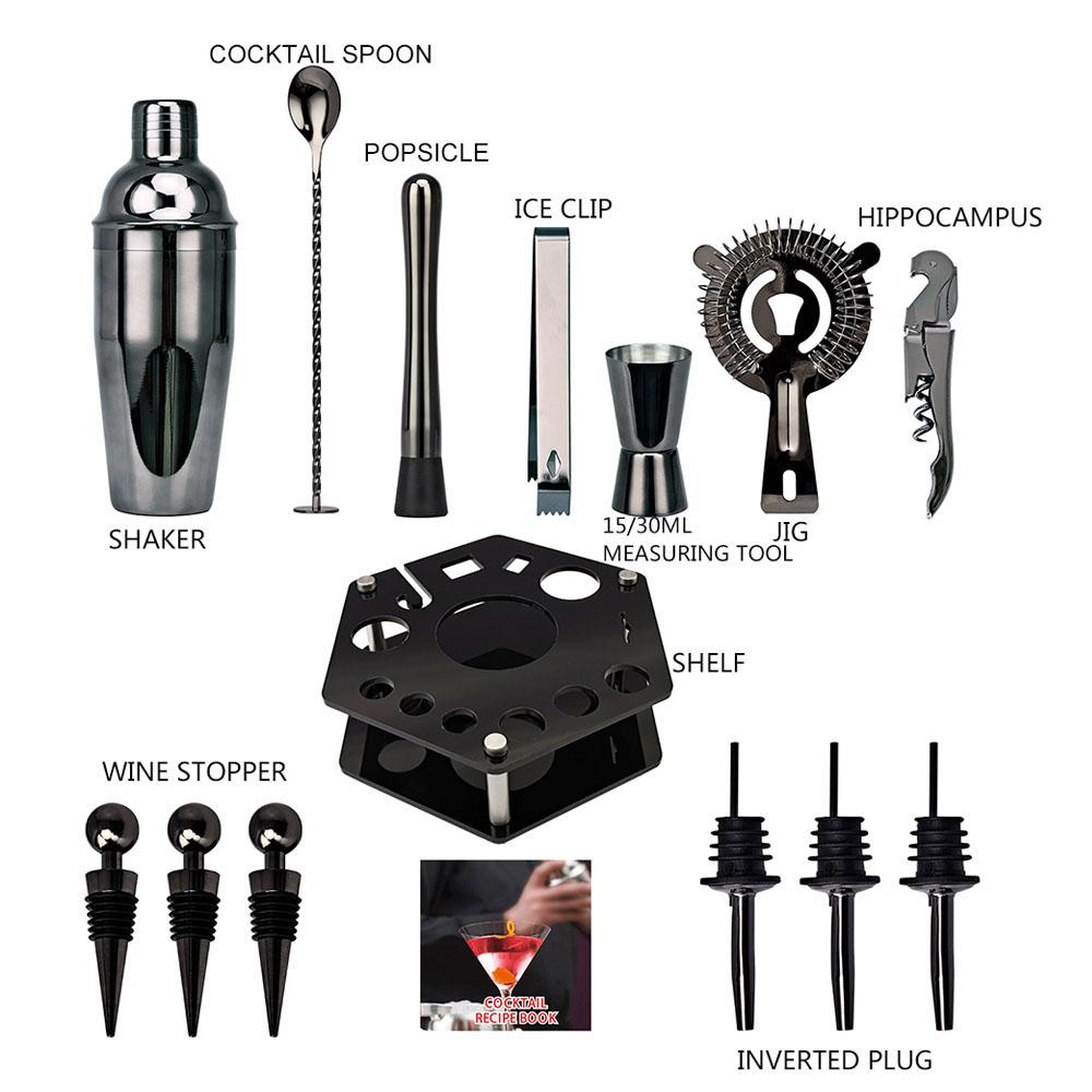 Bộ 14 Dụng Cụ Làm Đồ Uống Cocktail Bằng Thép Không Gỉ