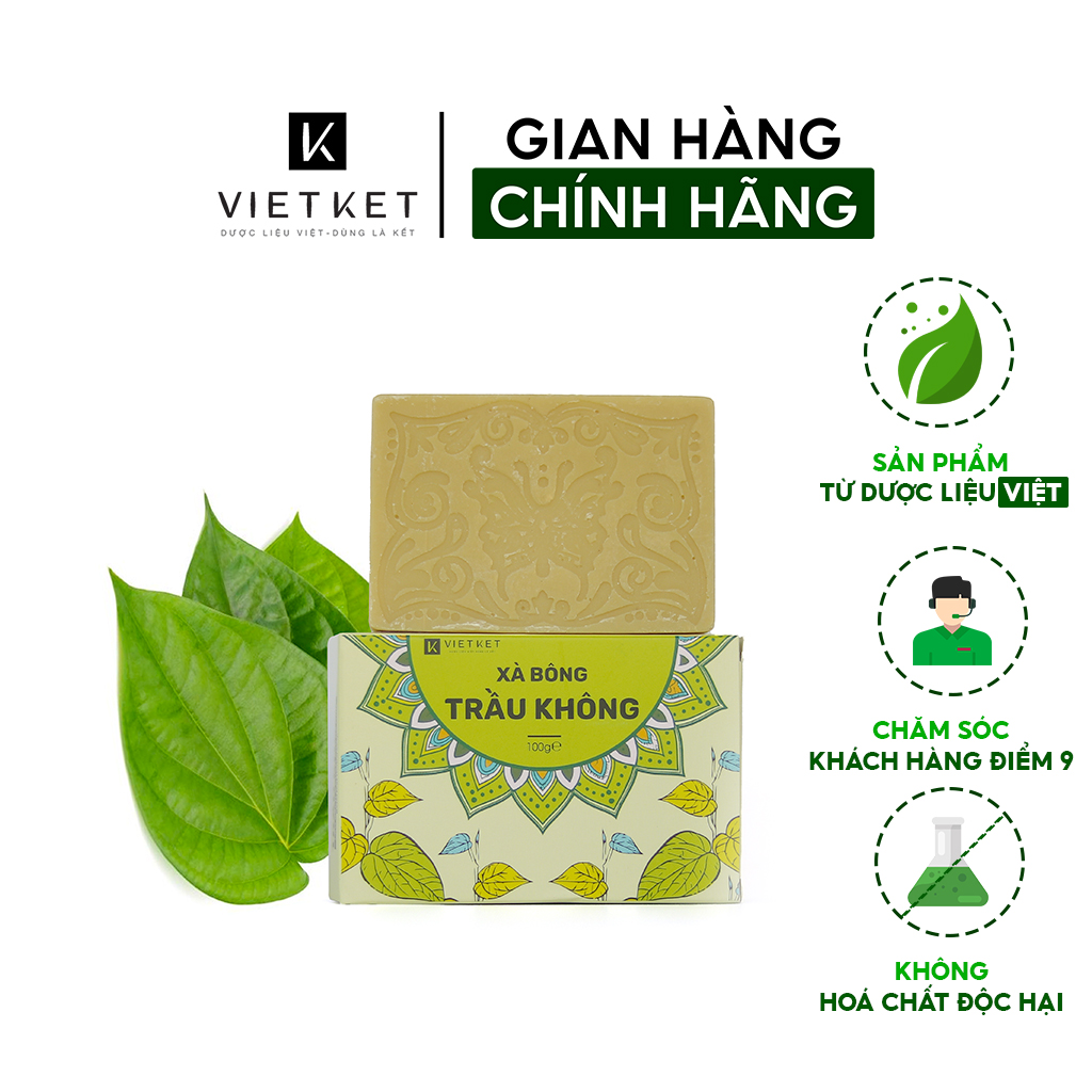 Cục Xà Bông Trầu Không VIETKET DDHC 100g - Làm Sạch, Giảm Mụn Lưng, Sáng Da, Duy Trì Độ Ẩm, Hương Thơm Thảo Dược