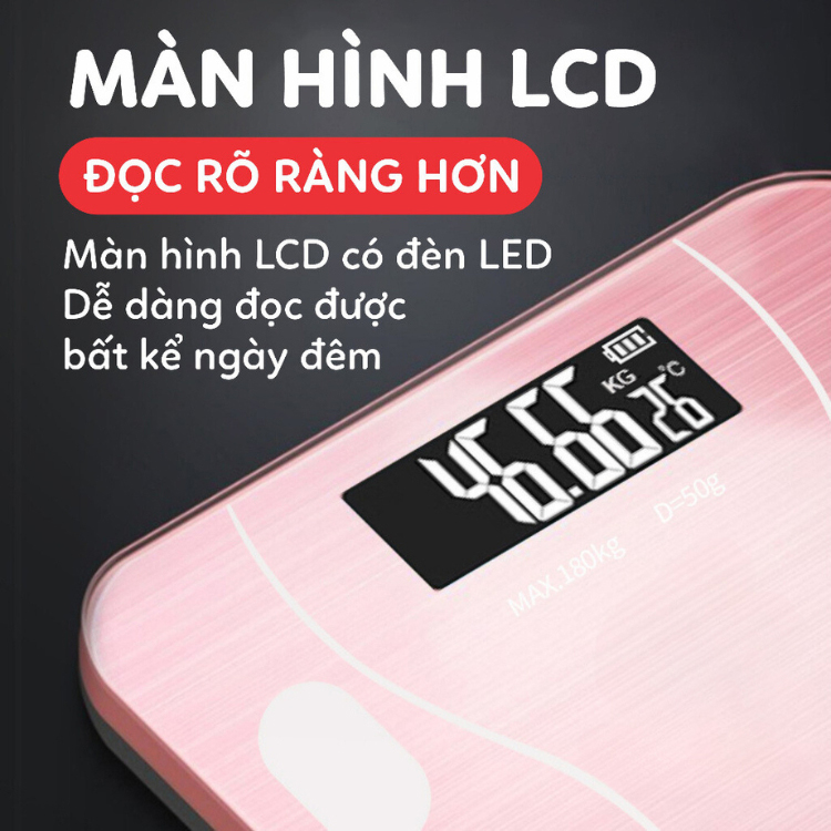 Cân Sức Khoẻ - Điện Tử Kết Nối Bluetooth Thông Minh Đo Lượng Mỡ Cơ Thể - Tải Trọng 180kg Giao Màu Ngẫu Nhiên
