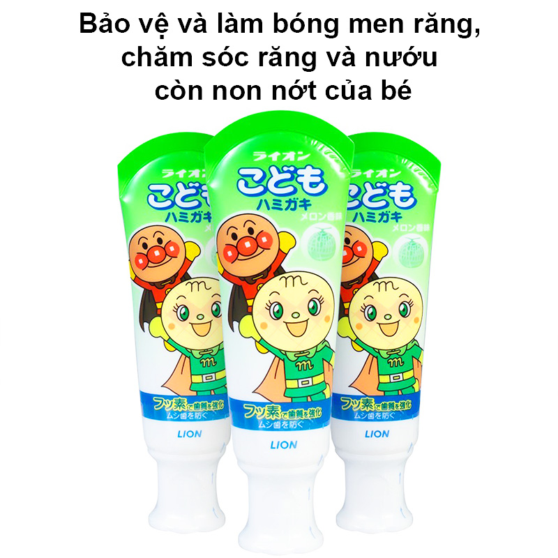 Kem đánh răng trẻ em, Kem đánh răng cho bé nuốt được Lion nội địa Nhật Bản hương vị ngọt cho bé (40gr) – SI017