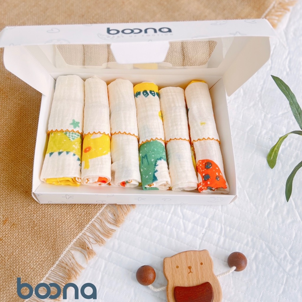 [1 Cái] Khăn sữa Boona vải xô muslin 2 lớp cao cấp mềm mịn cho bé KT 30*30cm - Chery