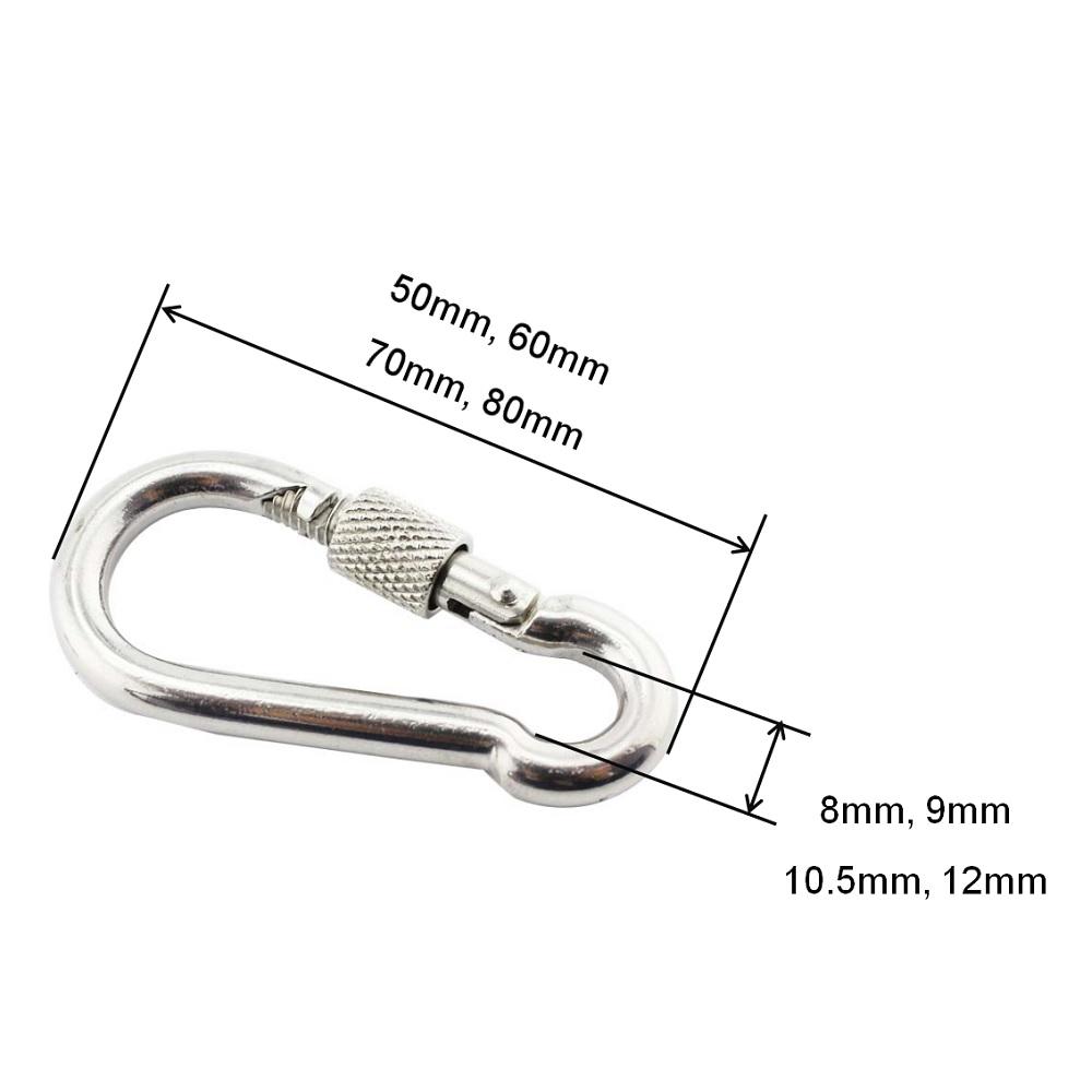 2 Chiếc Đồng Hồ Thép Không Gỉ 304 Ốp Móc Đa Năng Kẹp Có Vít Khóa 5Mm 6Mm 7Mm 8Mm Giàn phần Cứng Cho Võng Cắm Trại Đi Bộ Đường Dài