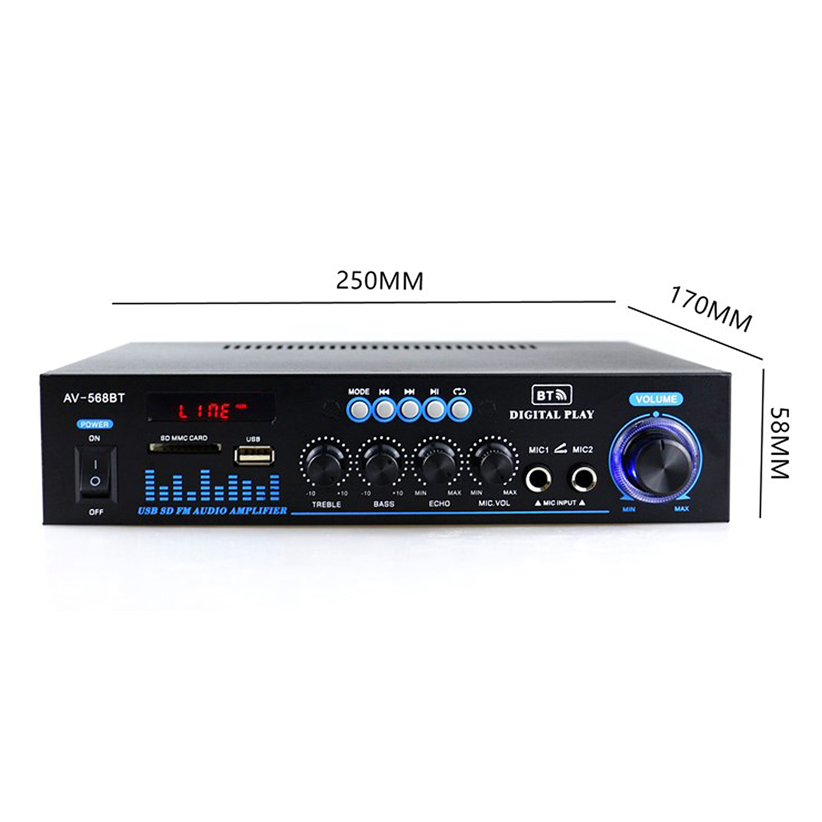 Máy nghe nhạc MP3 có Bộ khuếch đại âm thanh nhỏ 12V / 220V có Thẻ nhớ Khe cắm, Màn hình LCD