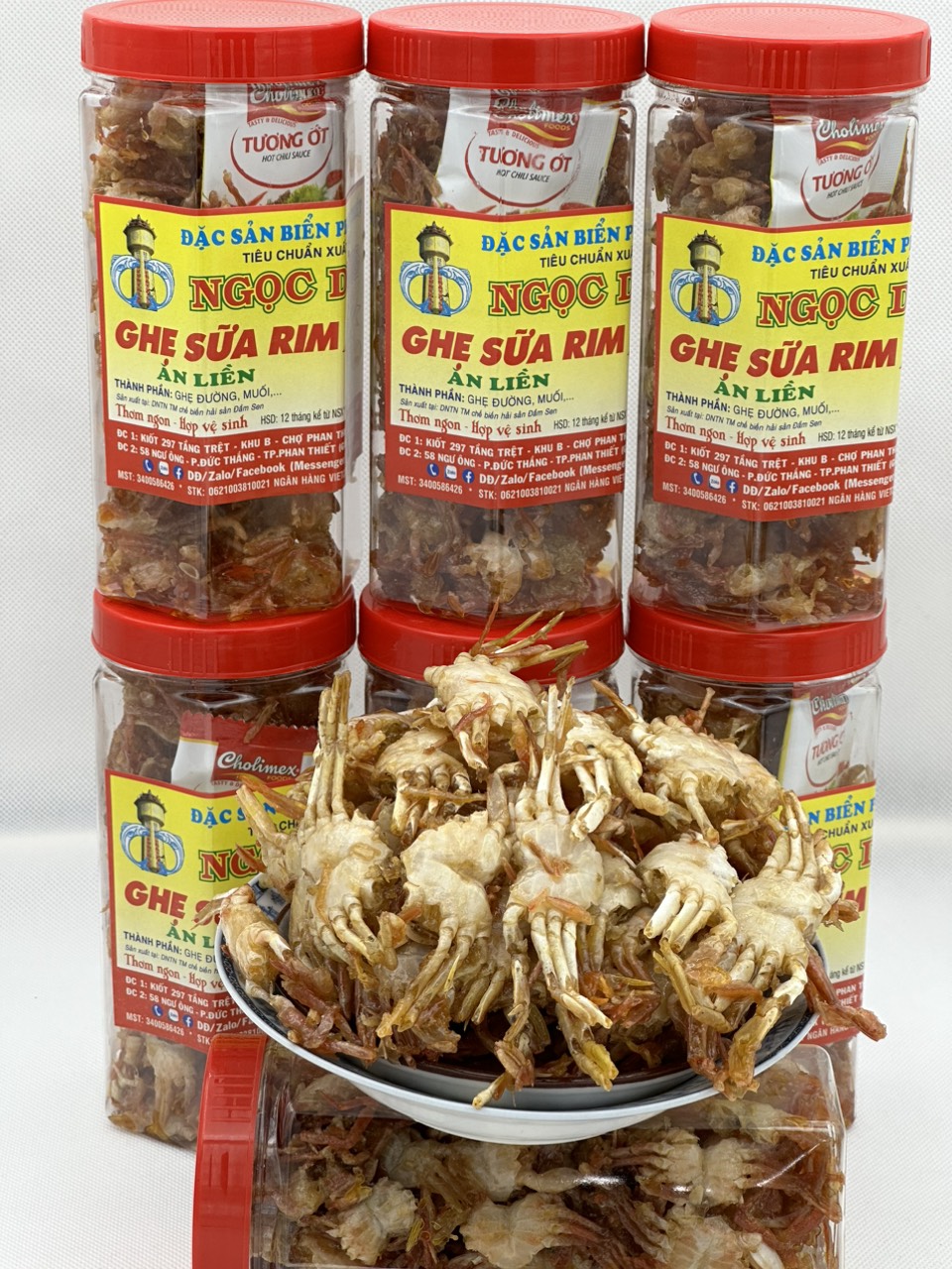 Ghẹ sữa rim gói (hộp) 1 kg đã chế biến ăn liền ngon ơi là ngon của shop Đặc Sản Biển Phan Thiết NGỌC DŨNG. Hạn sử dụng 12 tháng kể từ ngày đặt hàng