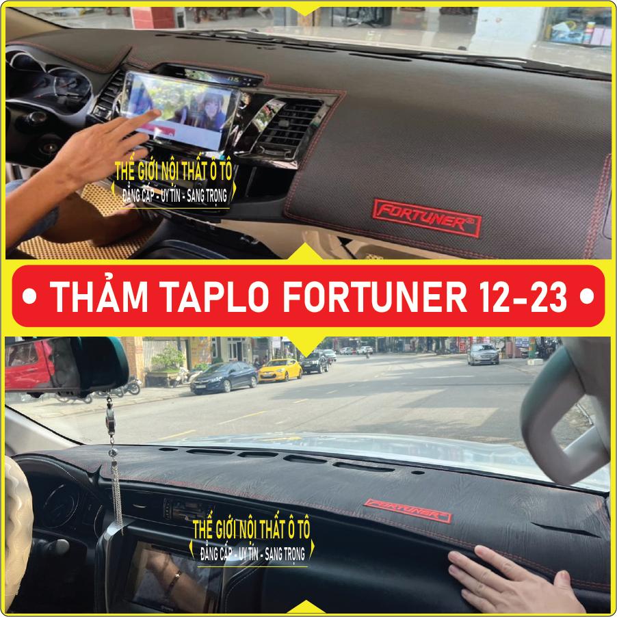 Thảm taplo toyota fortuner đời 2006 đến 2023 da cacbon,da vân gỗ, tuyết nhung chống nắng cao cấp