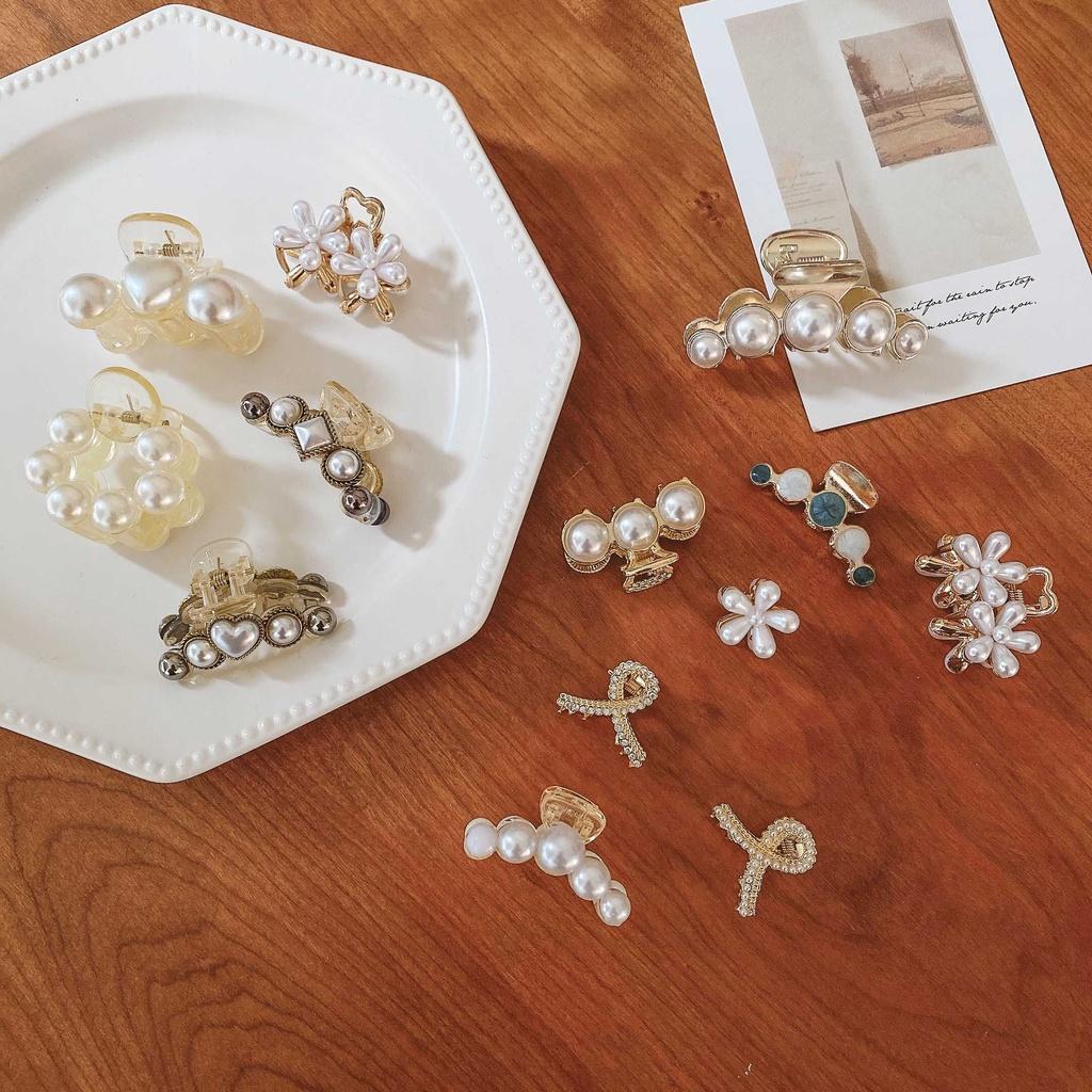 Set 2 Cái Kẹp Tóc Nhựa Và Kim Loại Ngọc Trai Nhân Tạo Nhỏ Phụ Kiện Tóc Cho Nữ Xu Hướng Hàn Quốc