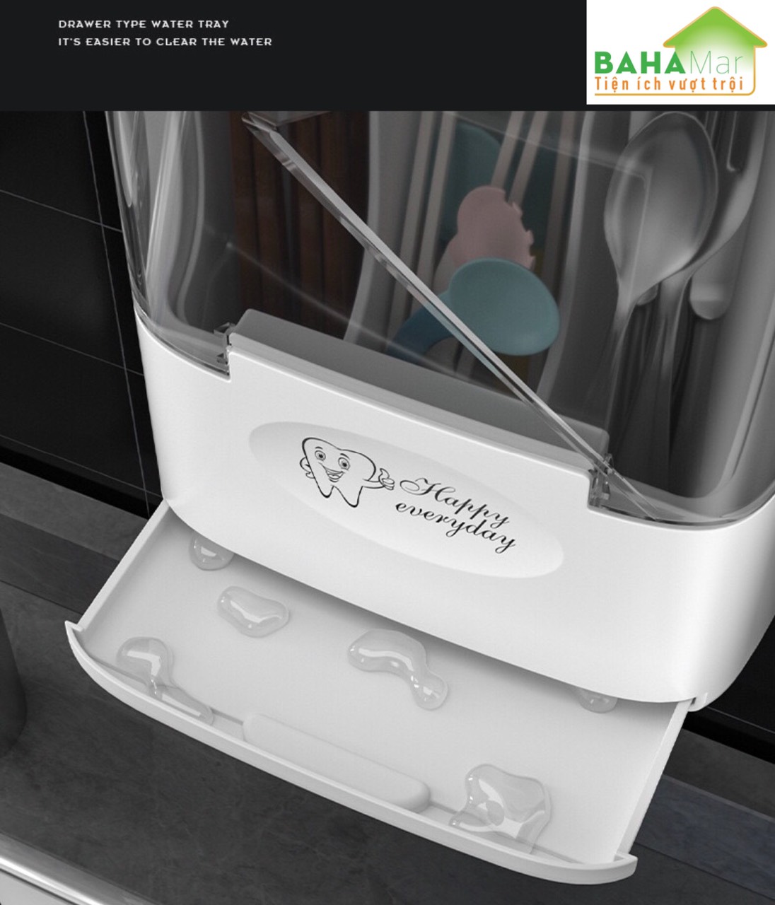 HỘP ĐỰNG ĐŨA THÌA DĨA KHỬ TRÙNG BẰNG TIA UV TREO TƯỜNG CÓ NẮP ĐẬY BAHAMAR giúp an toàn vệ sinh trong ăn uống tăng cao sạch sẽ và đẹp cho gian bếp