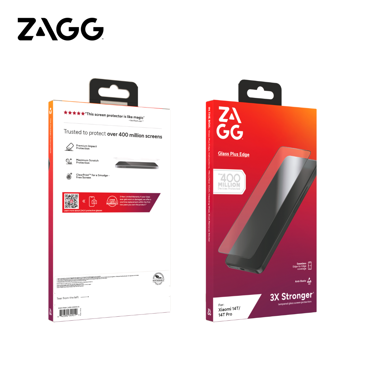 Kính dán màn hình ZAGG Plus Edge dành cho Xiaomi 14T/ 14T Pro, Chống tĩnh điện, chống nhòe - Hàng chính hãng
