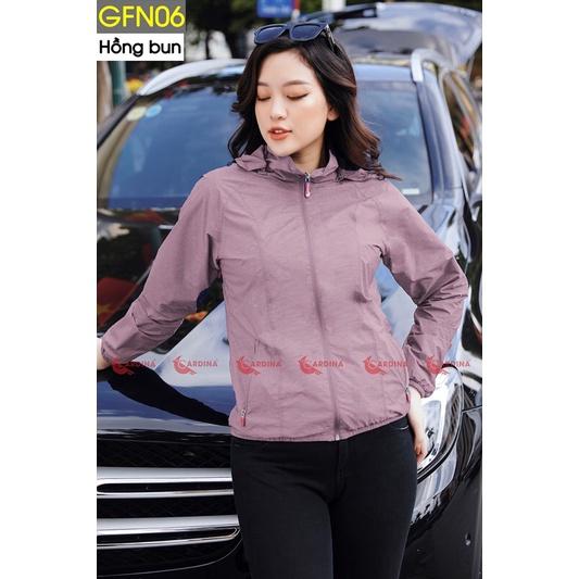 Áo gió nữ CARDINA 2 lớp chất gió trơn cao cấp chống nước cản gió cản bụi chống nắng nhẹ