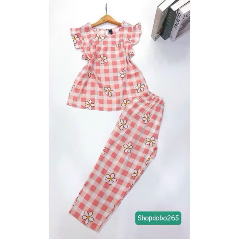 Đồ bộ nữ,đồ ngủ mặc nhà lửng 9 tấc tay cánh tiên vải lanh BL 57 họa tiết dễ thương size 51-70kg