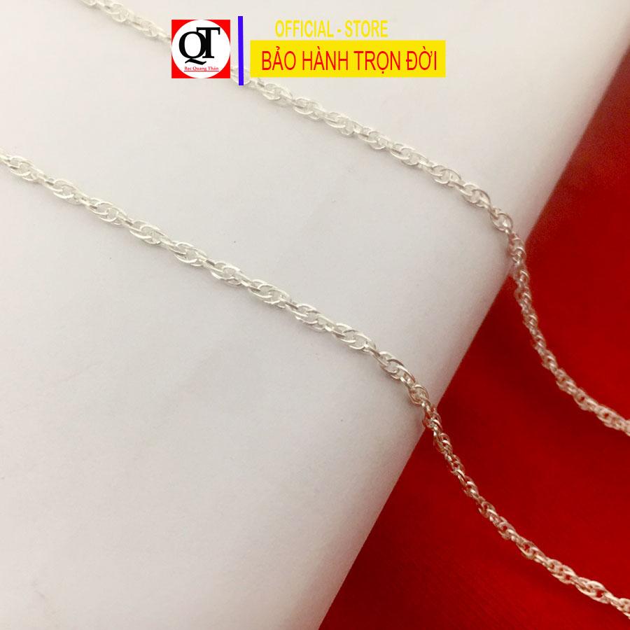Dây chuyền nữ bạc ta kiểu kép xoắn mặt dây nữ đính kim cương nhân tạo 6ly cao cấp trang sức Bạc Quang Thản.