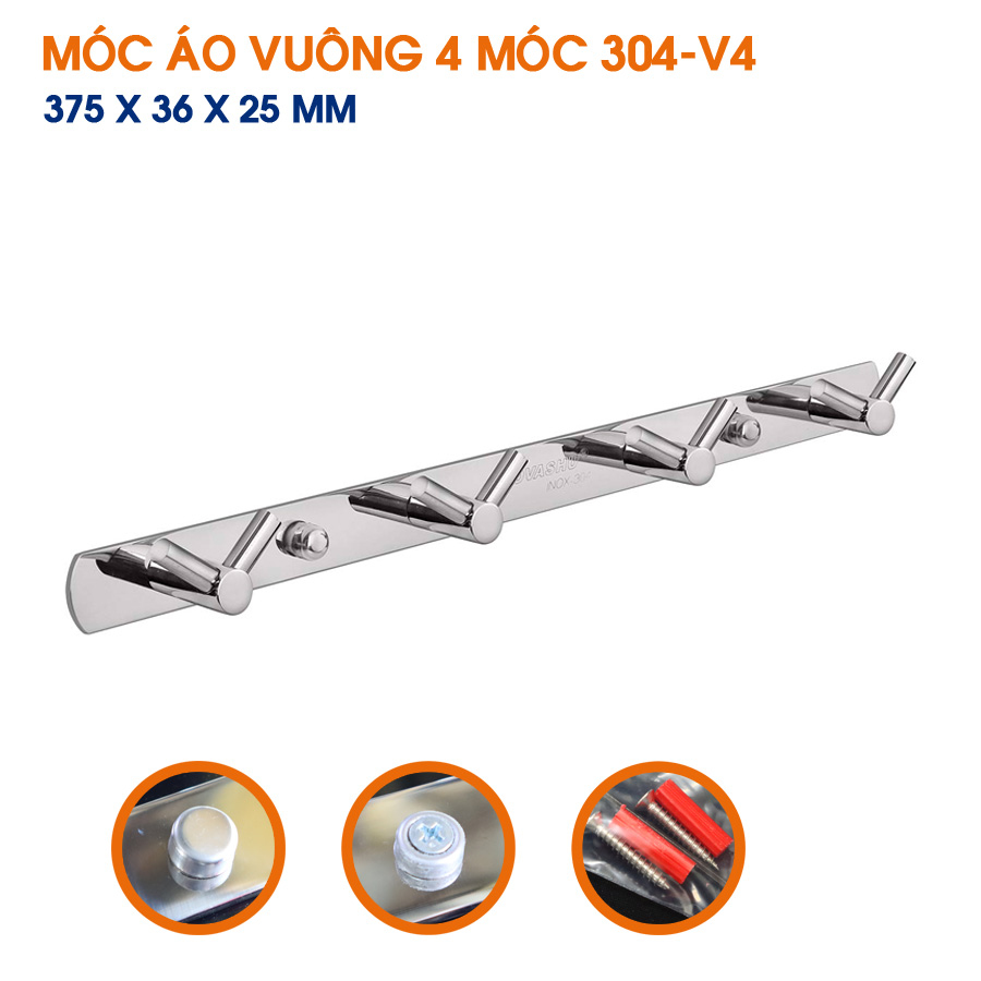 Móc áo chữ V inox 304 TOVASHU loại 4 móc, 5 móc, 6 móc