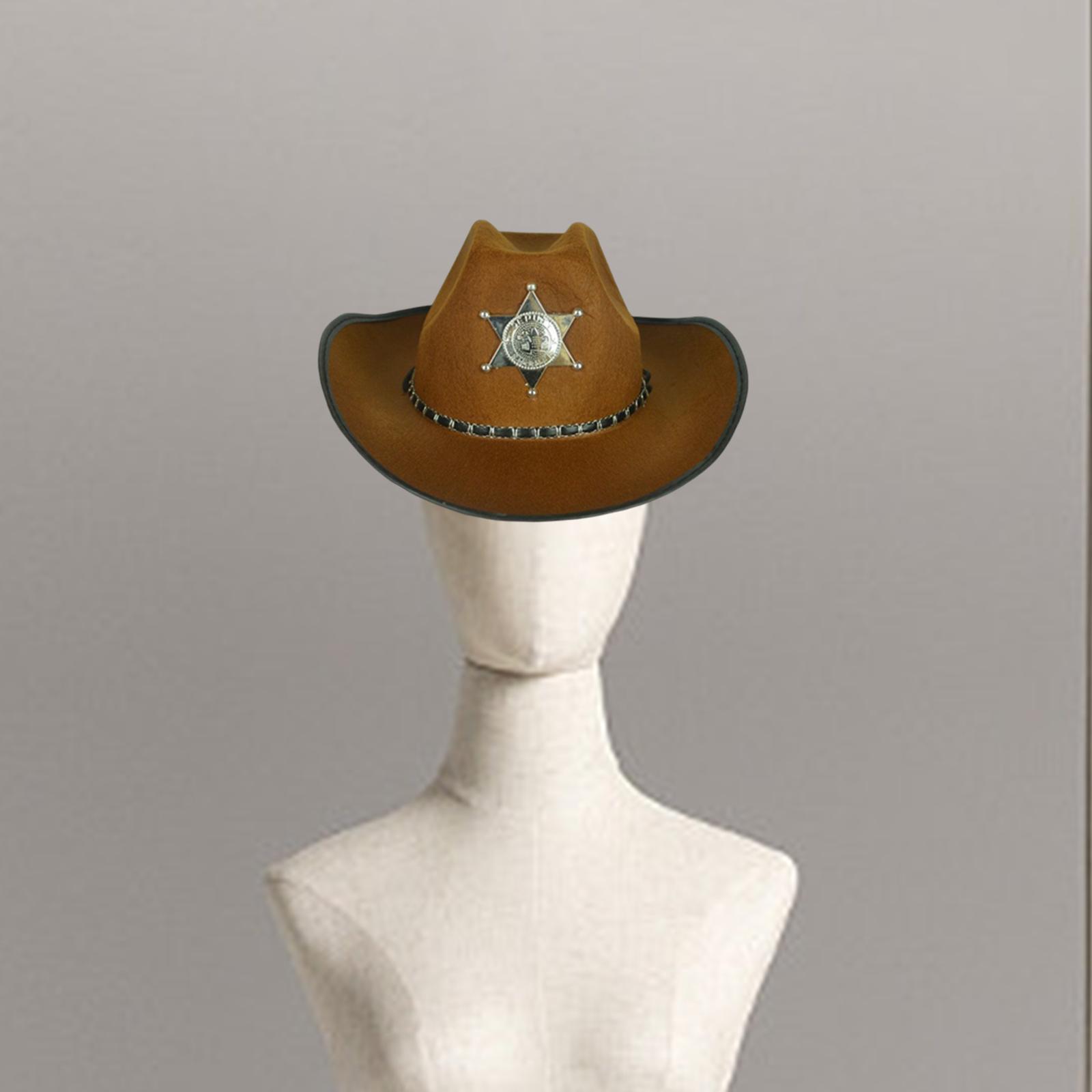Cowboy Hat Wide Roll up Brim Gentleman Hat for Performance Outdoor Role Play