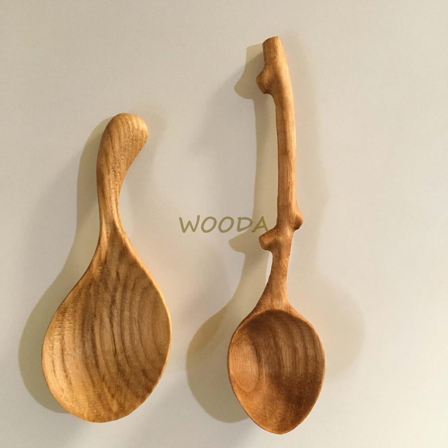 Muỗng gỗ decor cán hình thanh gỗ - Thìa gỗ ash