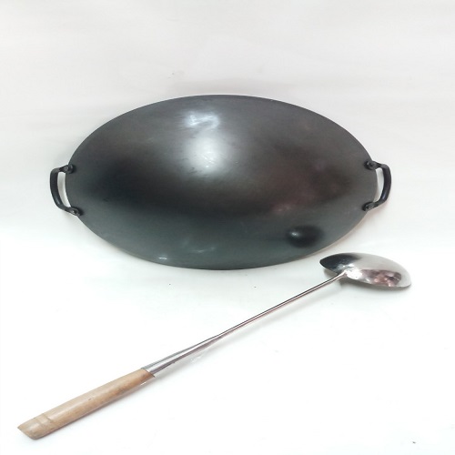 COMBO 1 CHẢO THÉP HAI QUAY+1 VÁ XÀO INOX CAO CẤP.