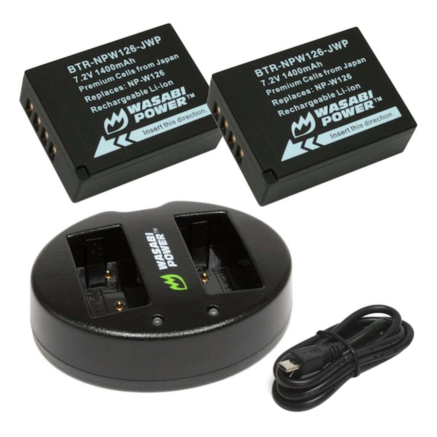 Bộ 2 Viên Pin Và Sạc Wasabi NP-W126 Cho Fujifilm X-E1 X-A2 X-M1 X-T1 - Hàng Nhập Khẩu