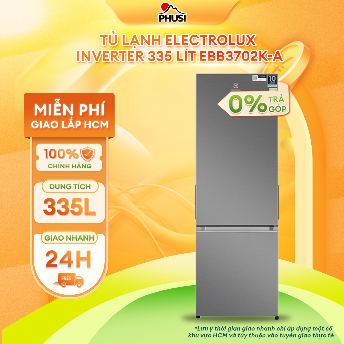 Tủ Lạnh Inverter Electrolux 335 lít EBB3702K-A model 2021 - Hàng chính hãng (chỉ giao HCM)