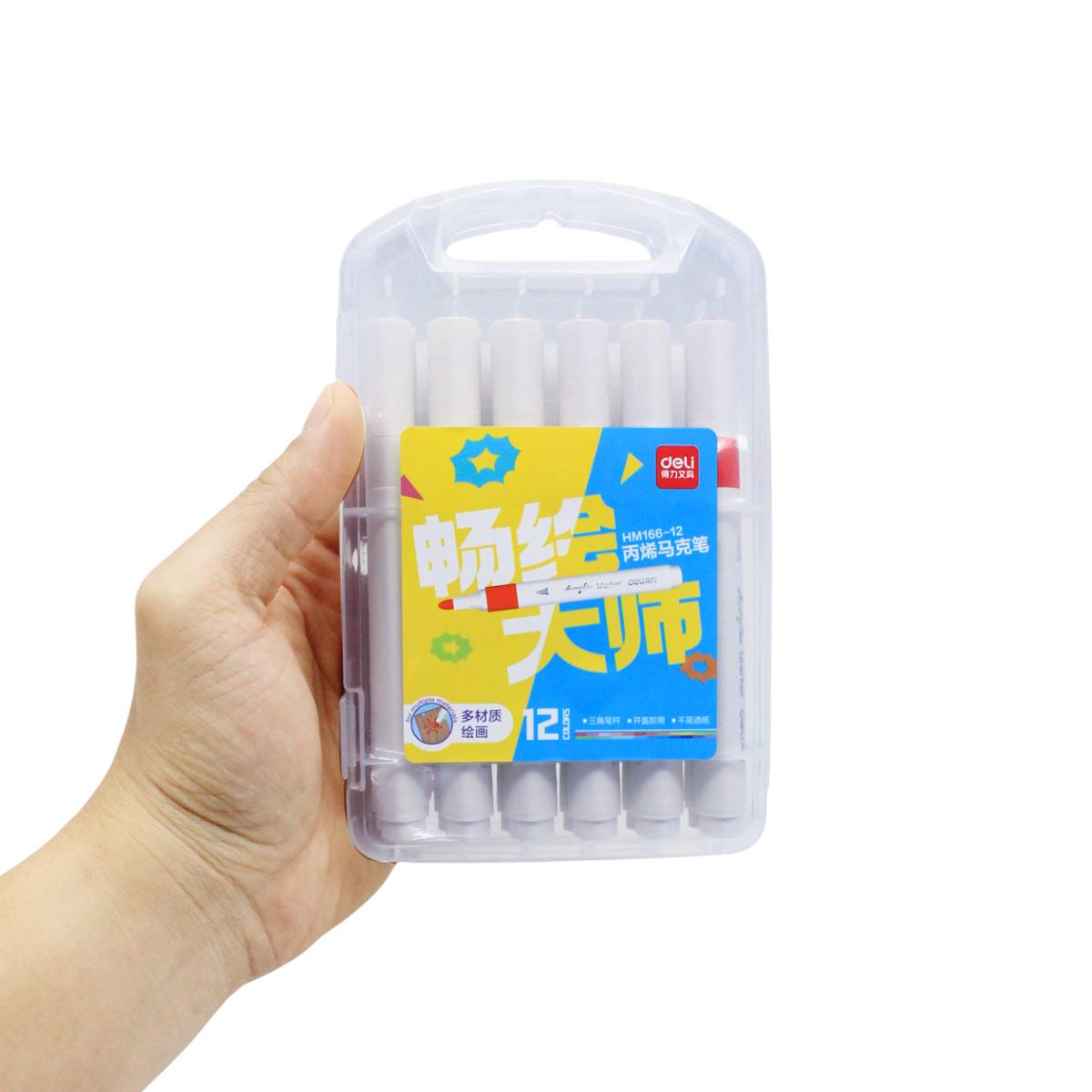Hộp 12 Bút Màu Acrylic Marker - Deli HM166-12