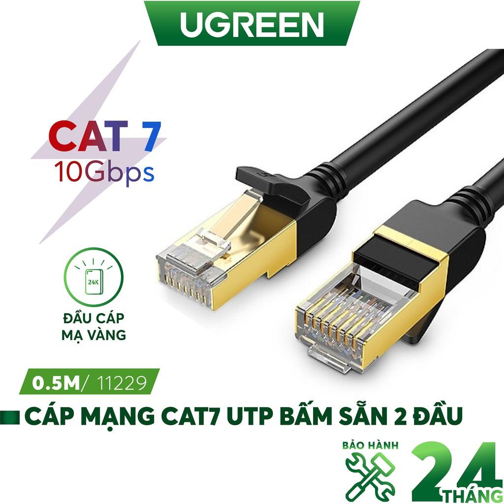 Cáp mạng 2 đầu đúc bọc hợp kim Cat 7 UTP, dạng tròn, dài từ 0.5-20m UGREEN NW107