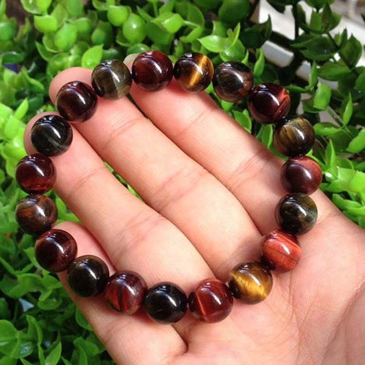 Vòng Phong Thủy - Vòng Phong Thủy Đá Mắt Hổ Đa Sắc Tròn Trơn 8mm V308-8