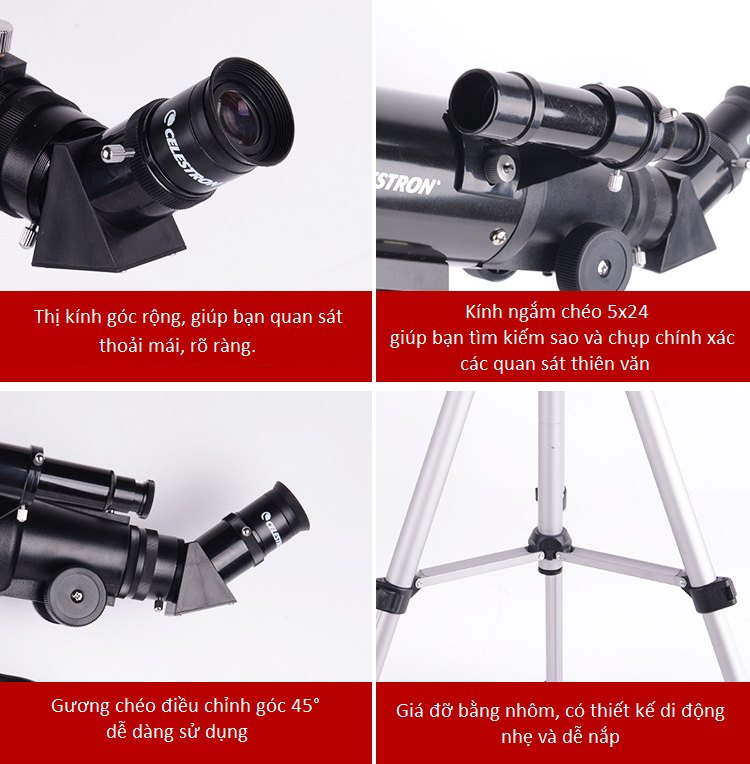 Kính Thiên Văn Giúp Bạn Thỏa Sức Khám Phá Những Điều Mới Mẻ Trên Trái Đất Celestron 70400