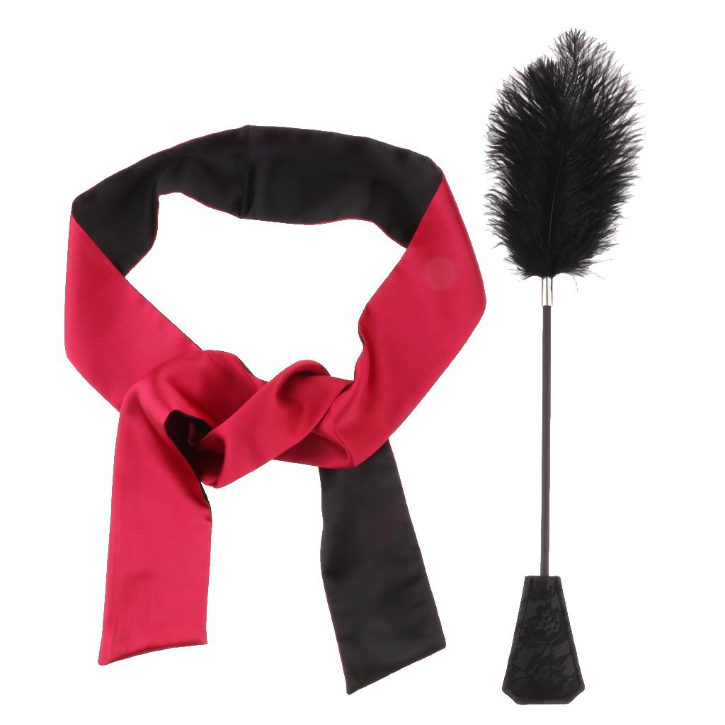 Faux Feather    Adults Toy Satin Eye  Blindfold Kit