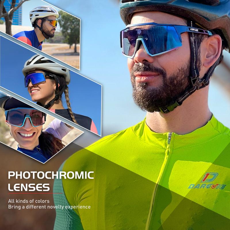 Kapvoe Red Photochromic Kính đi xe đạp nam MTB Kính râm nữ kính xe đạp đường kính UV400 Kính râm xe đạp ngoài trời Color: 09 Lenses Color: Photochromic-1 lens