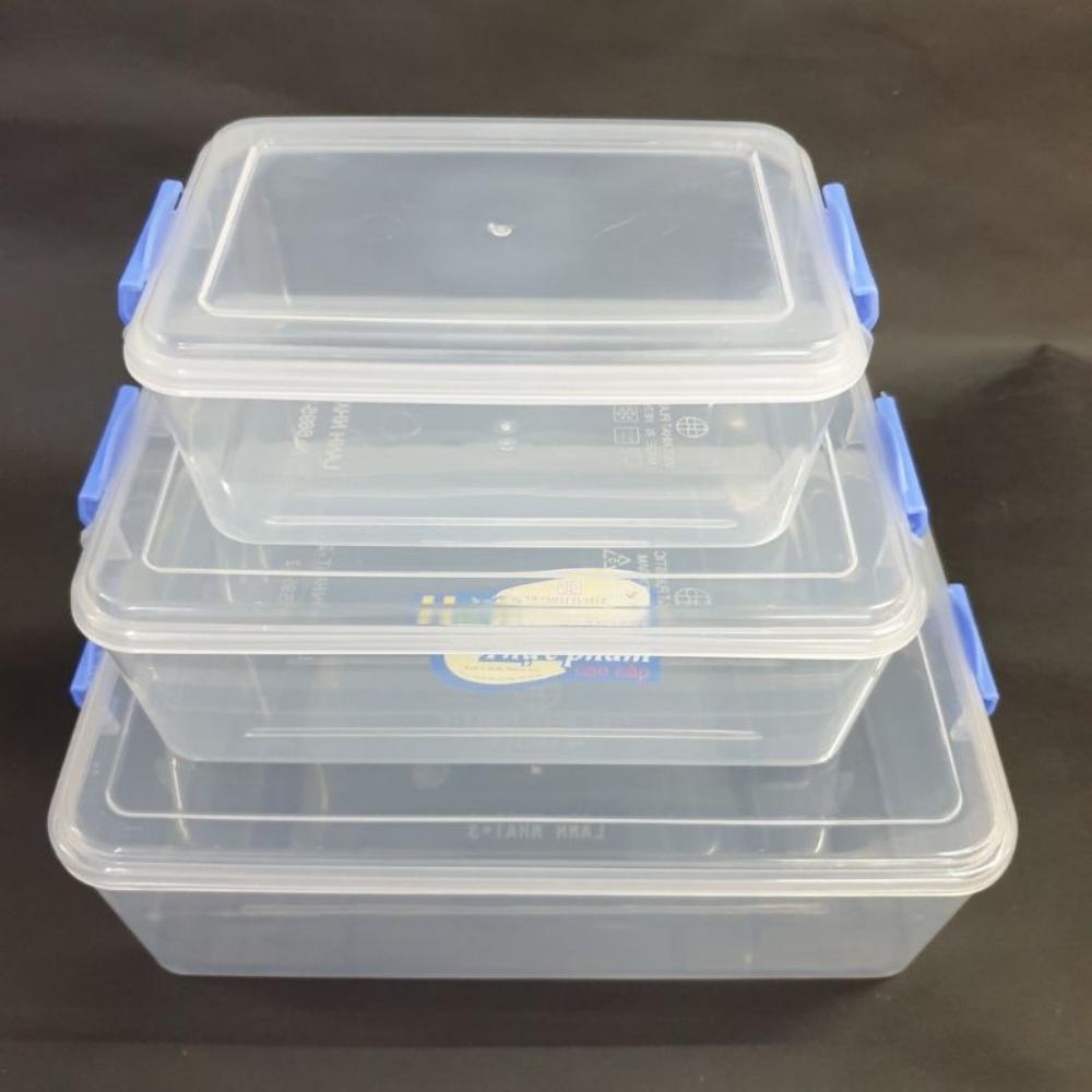 Bộ 3 hộp lạnh nhật đựng thực phẩm nhựa trong suốt không mùi bảo quản thực phẩm