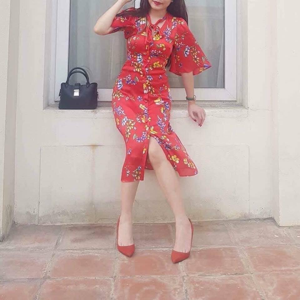 Váy lụa hoa new tag có sẵn