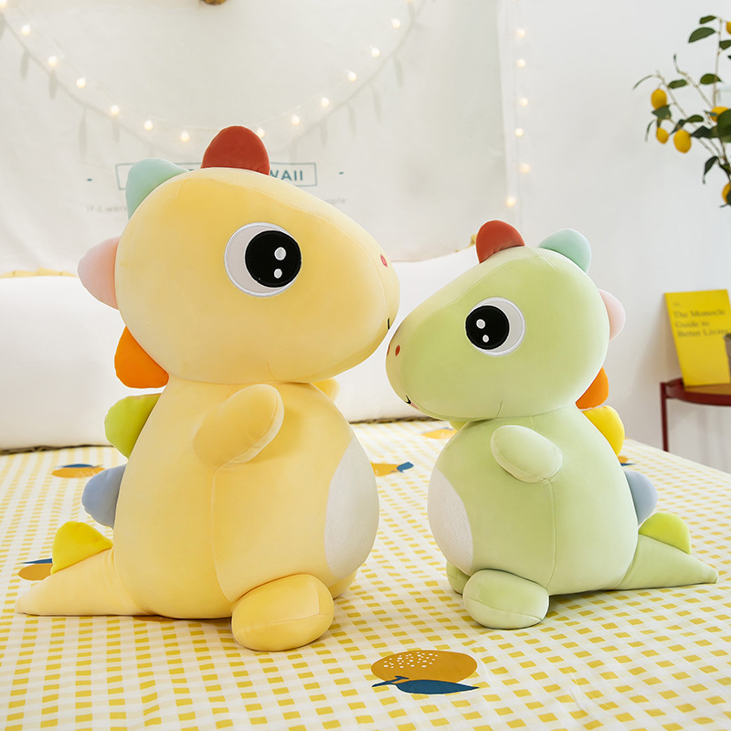 Gấu Bông Khủng Long Mắt Lồi Chibi Đứng Vây 7 Màu Dễ Thương Cho Bé (25cm---&gt;75cm) Vải Miniso Siêu Mềm Mịn, An Toàn (Tặng Kèm 1 Ví Da 12 Ngăn Đựng Thẻ ATM, CCCD)