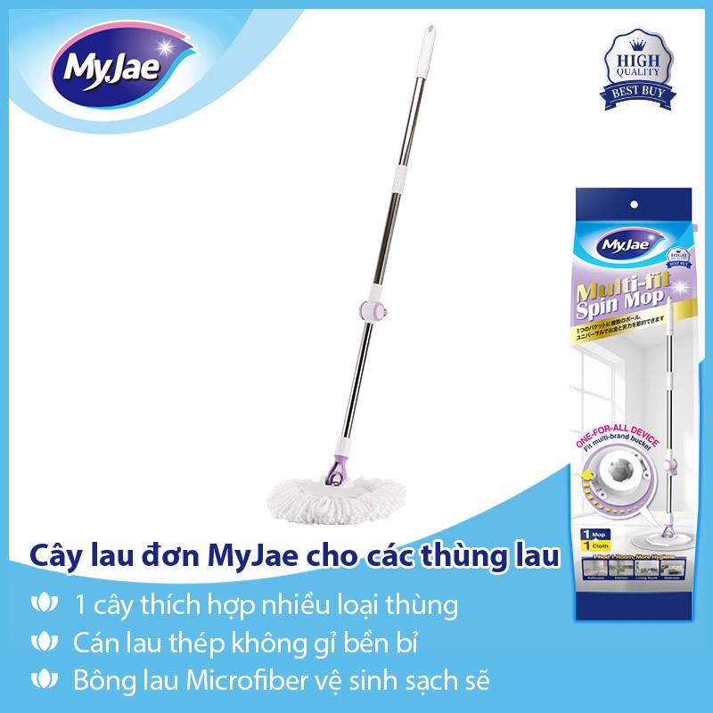 Cây Lau Nhà Đơn MyJae Sợi Microfiber Xoay 360 Độ Phù Hợp Cho Nhiều Loại Thùng Lau 134cm