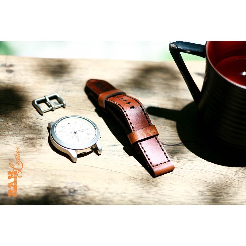Dây da bò 18 chuyên dùng cho seiko 5 quân đội  và Orient SK