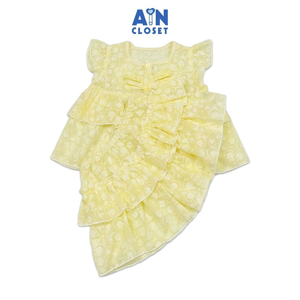Bộ quần áo Ngắn bé gái hoạ tiết Nơ Cỏ Úa Cotton boi - AICDBGGYOIMJ - AIN Closet