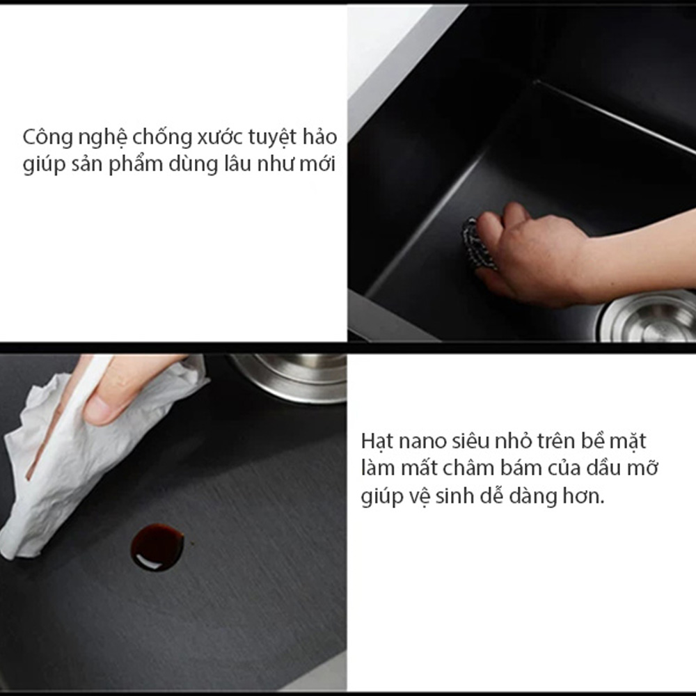 Chậu Rửa Chén Bát Schmidt Inox 304 2 Hố Lệch 82x45x23 Công Nghệ NaNo Đen Sáng Bóng, Bon Chau Rua Chen, Bồn Rửa Mặt Chống Bám Bụi , Tiếng Ồn Tốt, Kiểu Dáng Sang Trọng Đẹp Mắt -Hàng Chính Hãng.