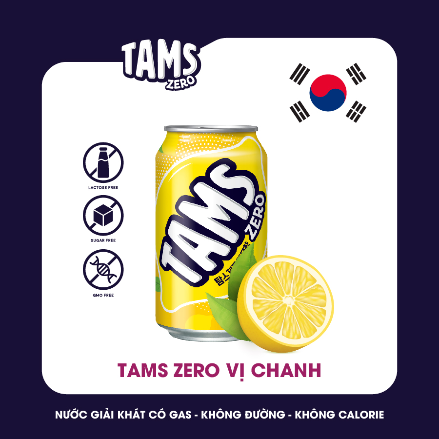 Nước giải khát có gaz Tams Zero, Không Calorie Hương Chanh