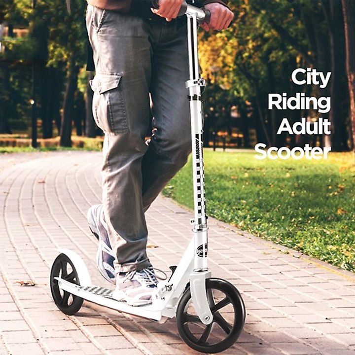 Xe trượt Scooter Đen Cam Cỡ Đại Lớn Trọng Tải 150kg Cho Người Lớn Và Trẻ Em Trên 10 Tuổi