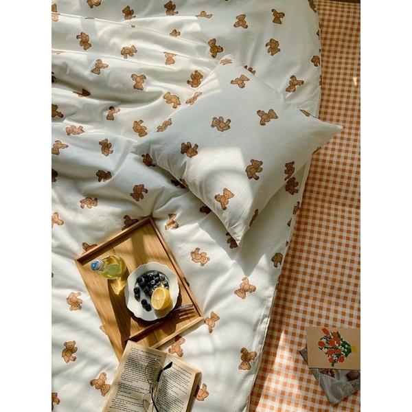 Set Cotton Living Hàng Nhập Khẩu Cao Cấp 4 Món Gấu Teddy