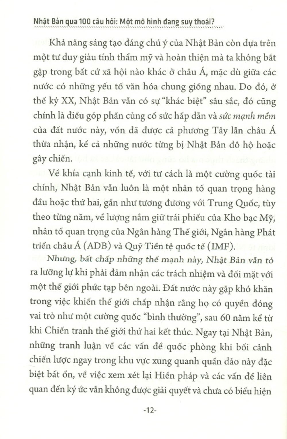 Nhật Bản Qua 100 Câu Hỏi - Một Mô Hình Đang Suy Thoái?