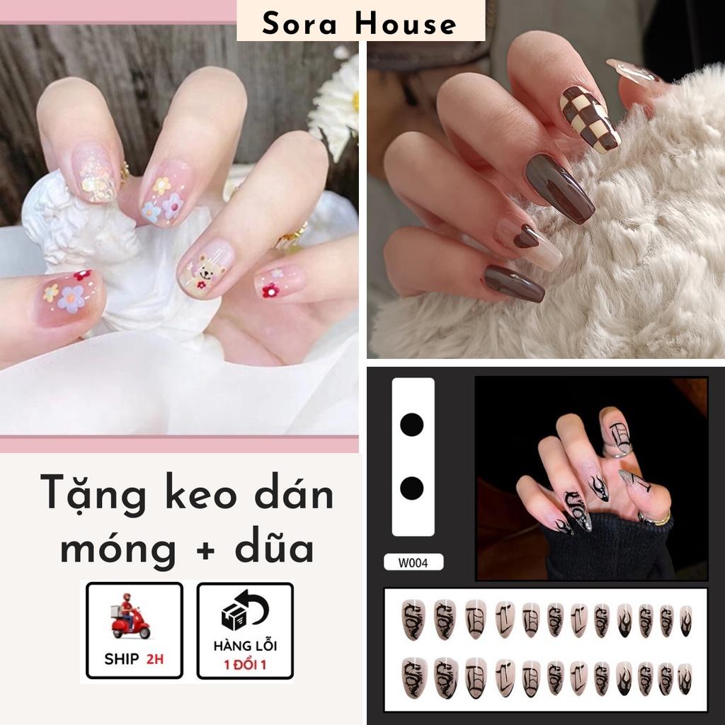 Móng Giả Set 24 Móng Tay Giả Tặng Keo Dán Móng | PD, G, W