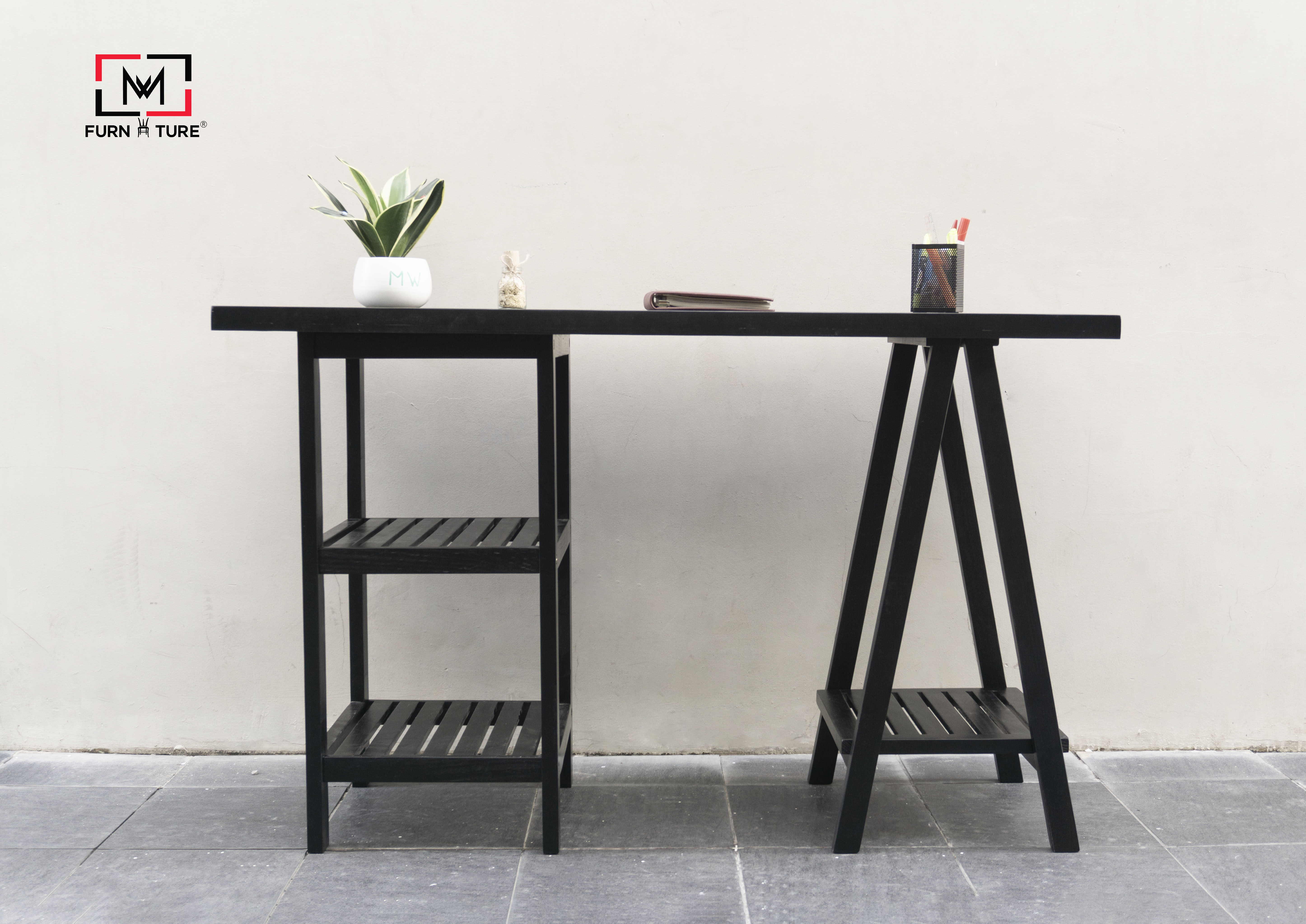 BÀN LÀM VIỆC CHÂN THÁP HIỆN ĐẠI MWFURNITURE - STANDING TOWER TABLE