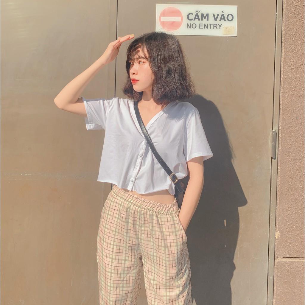  Áo Croptop Nữ UNI Tay Ngắn Form Rộng Ulzzang (ẢNH THẬT)