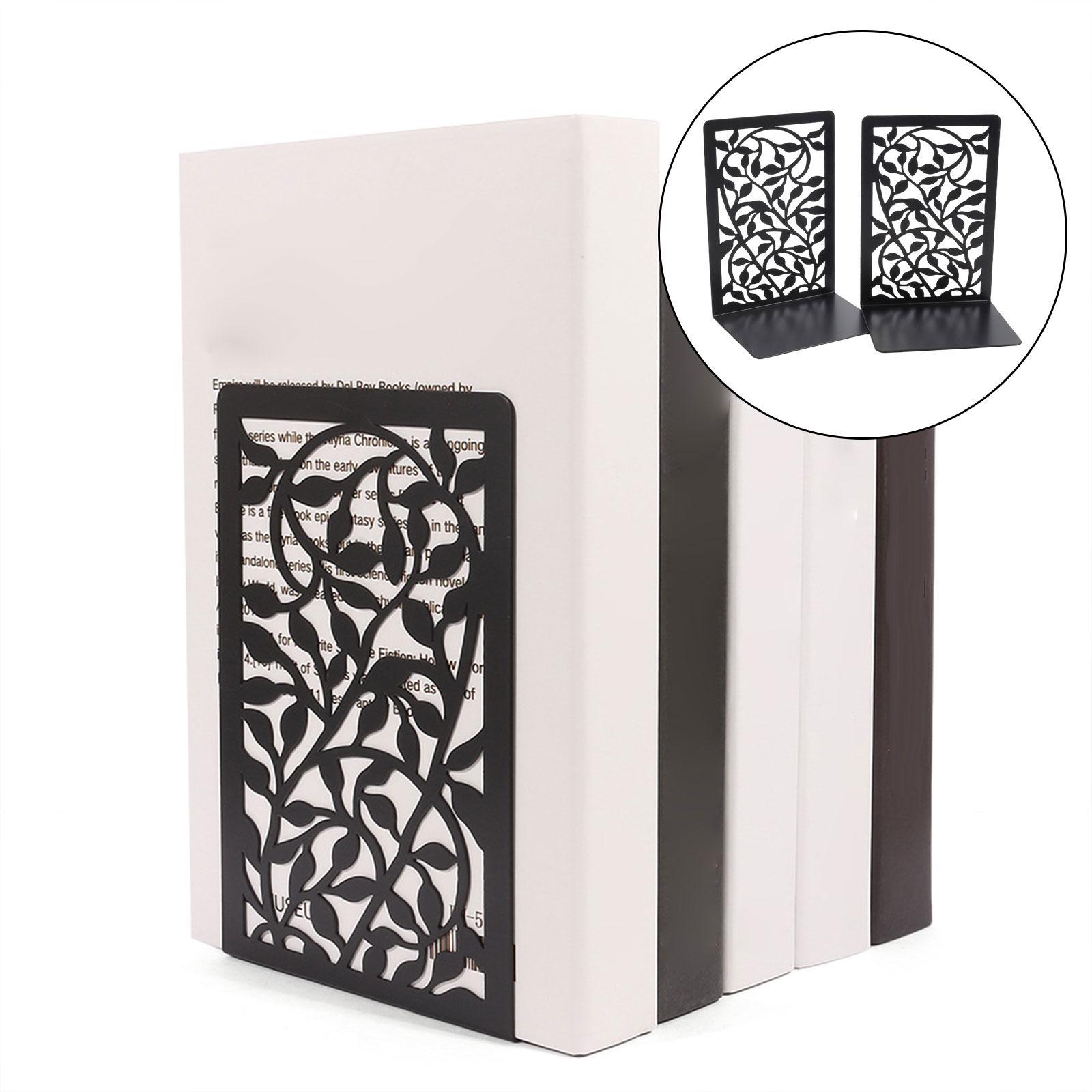 Book Ends, Heavy Duty Iron Bookend Supports Stable Bookends for Home Restaurant Binder
