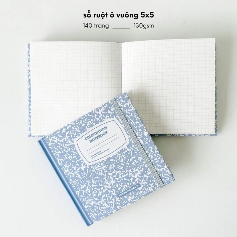 Sổ Grid Khổ Vuông 140 Trang 130gsm - Crabit Notebuck 1593 + Kèm Sticker Composition Collection - Tím Blueberries