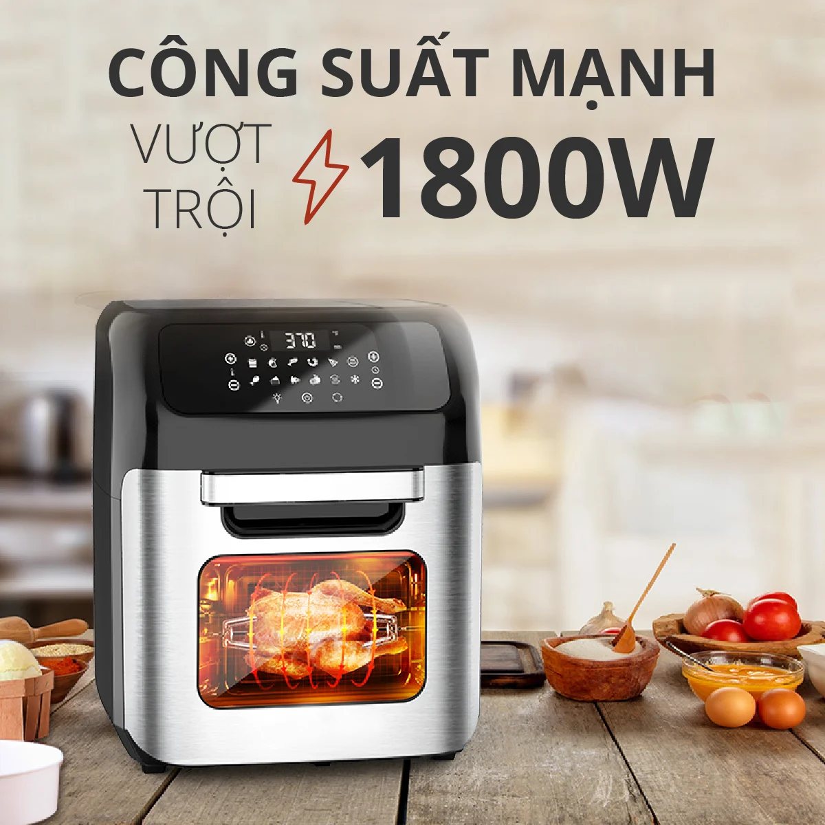 Nồi chiên không dầu 12L điện tử Mishio MK281 - Hàng chính hãng