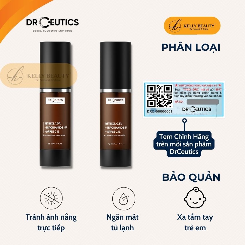 Kem Chống Lão Hóa DrCeutics Retinol + Niacinamide + Tế Bào Gốc Từ Táo - Mờ Nếp Nhăn; Sáng Da, Mờ Thâm Nám - Kelly Beauty