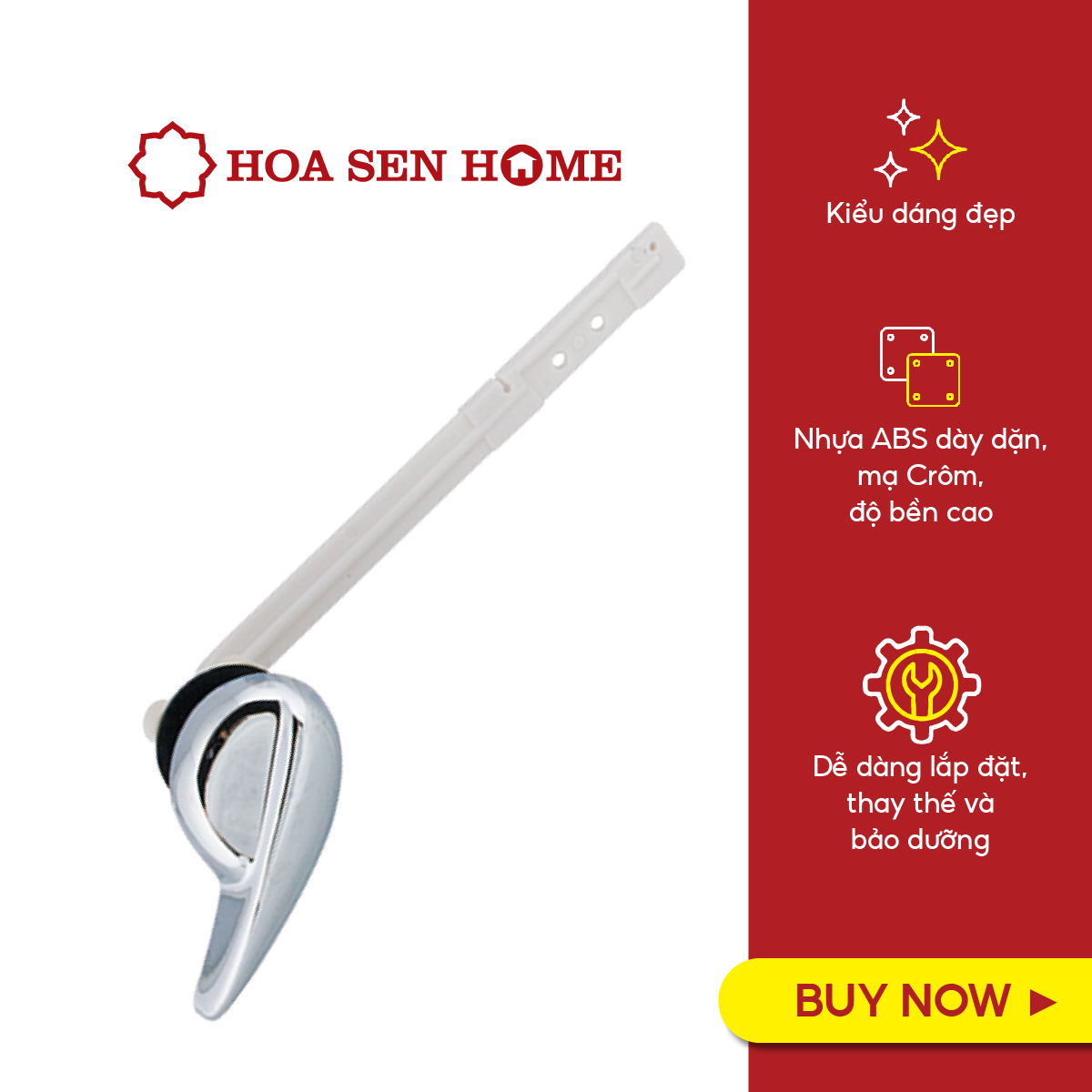Cụm gạt trước Hùng Anh LB01 chất liệu nhựa ABS, mạ crom, kích thước 6 x 6 x 8cm - Hoa Sen Home - Hàng chính hãng