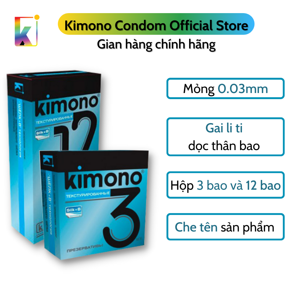 Combo Bao cao su Blue Siêu mỏng 0.03mm - Gai nổi - Hộp 12 bao và hộp 3 bao