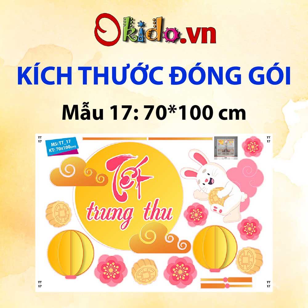 Decal trang trí trung thu 2021 bé phá cổ cùng lân dưới trăng rằm