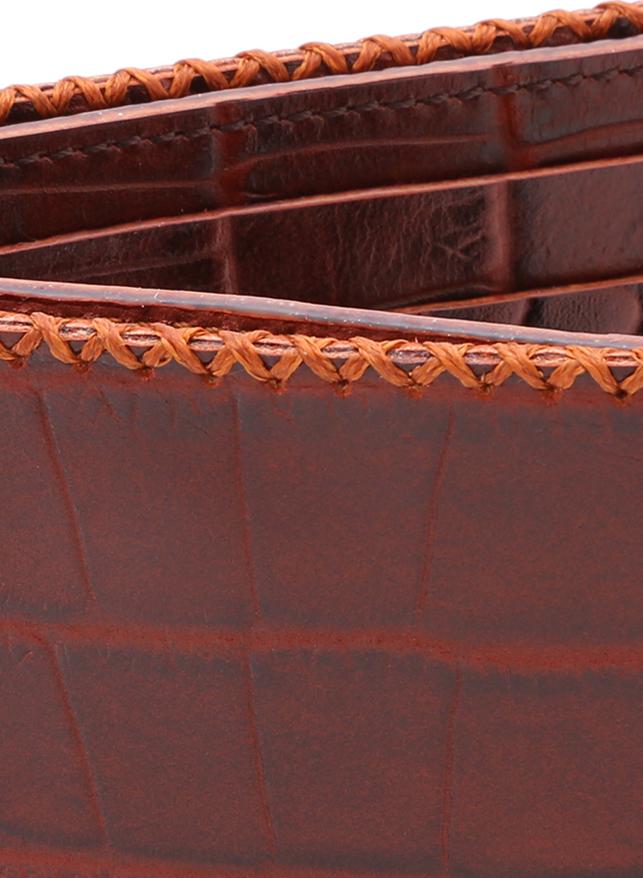 Ví Nam Da Bò Dập Vân Cá Sấu Handmade Bifold Wallet VDN2