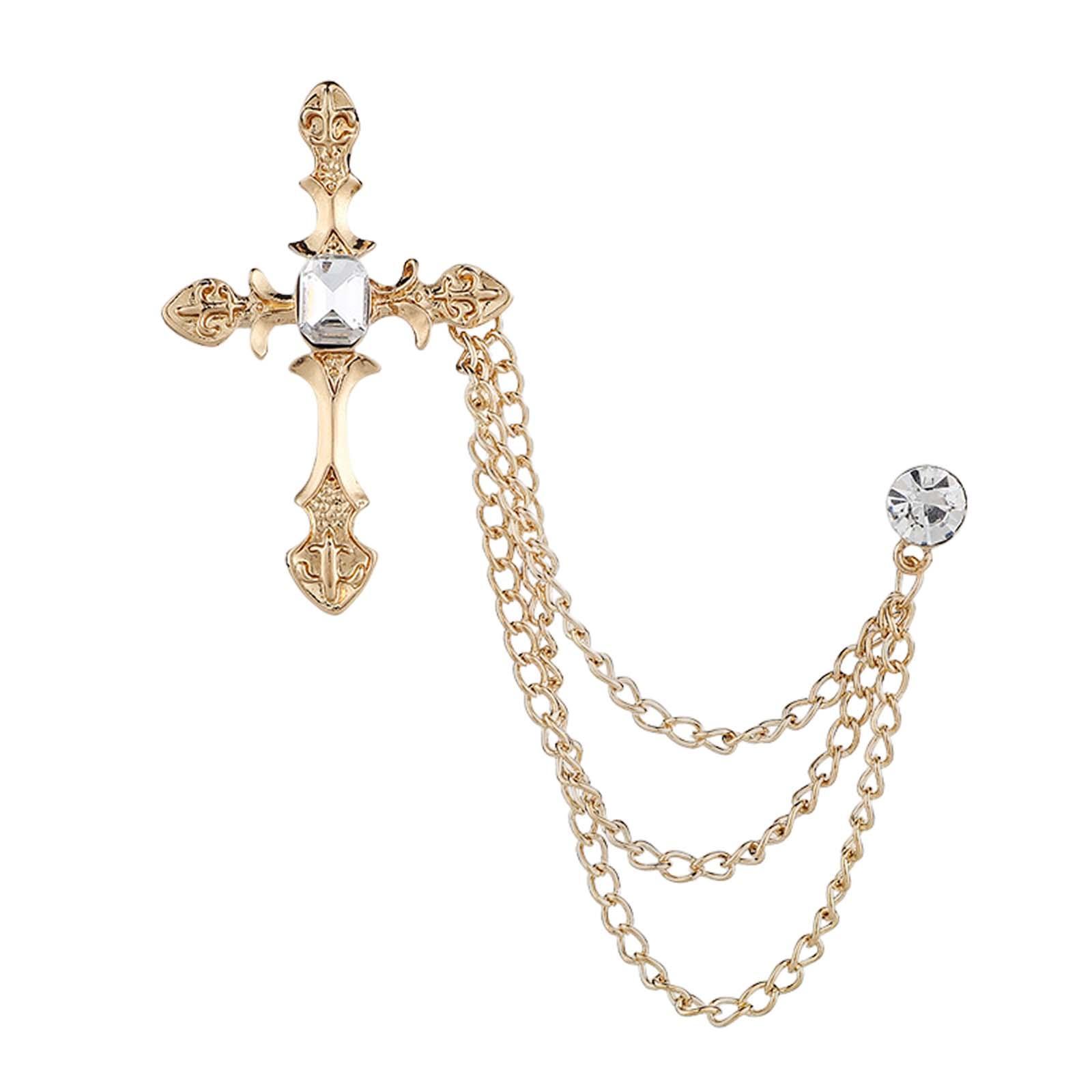 Brooch Lapel Pin Chain Tie Clips Collar Pin for Women Men Tuxedo Accessories